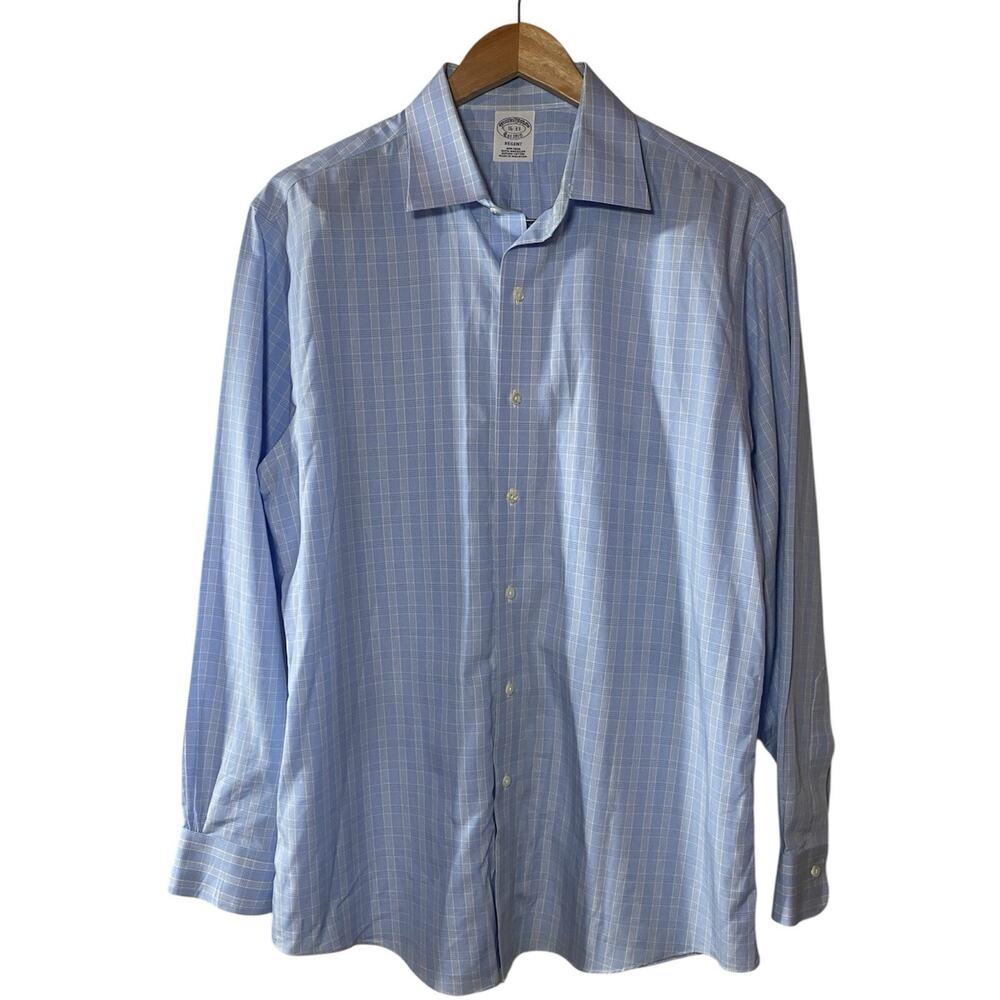Brooks Brothers Regent Men’s Blue Cotton Long Sleeve Button-Up Dress Shirt Sz 16